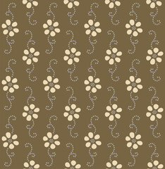 Japanese Cute Flower Curl Line Vector Seamless Pattern