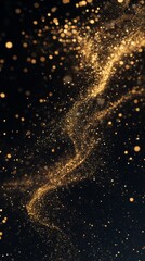 Fototapeta premium Glittering New Year's Greetings with Golden Script and Sparkling Lights Banner for Festive Celebrations.