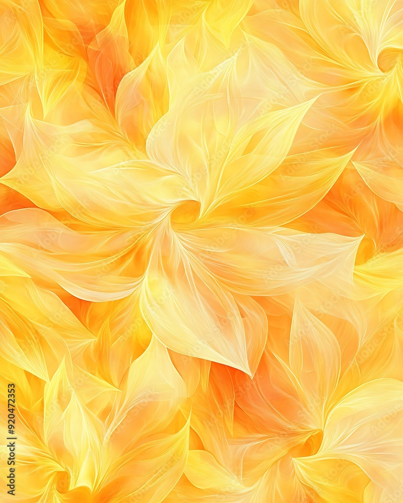 Poster seamless abstract with intricate floral patterns in sunshine yellow and peach fuzz