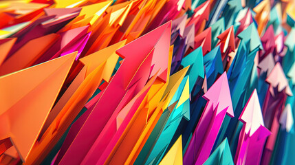 3d rendering of a lot of colorful arrows in an abstract background