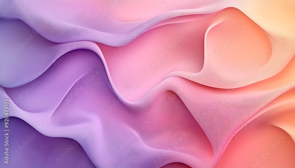 Poster Seamless Abstract with Soft Curves in Lilac and Peach Fuzz