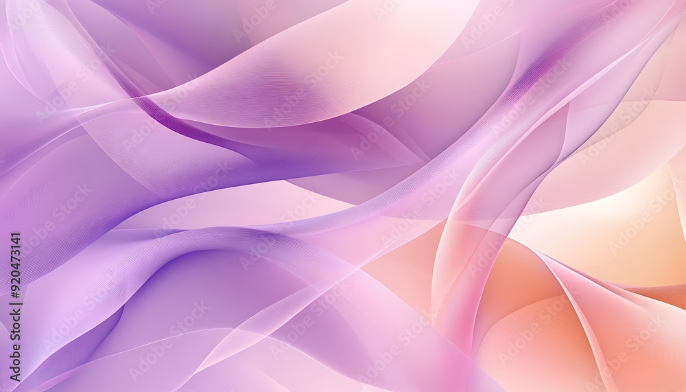 Poster Seamless Abstract with Soft Curves in Lilac and Peach Fuzz
