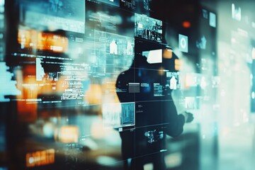 Portrait of a digital workspace, highlighting the future of remote work and collaboration. High-resolution, detailed textures, crisp focus