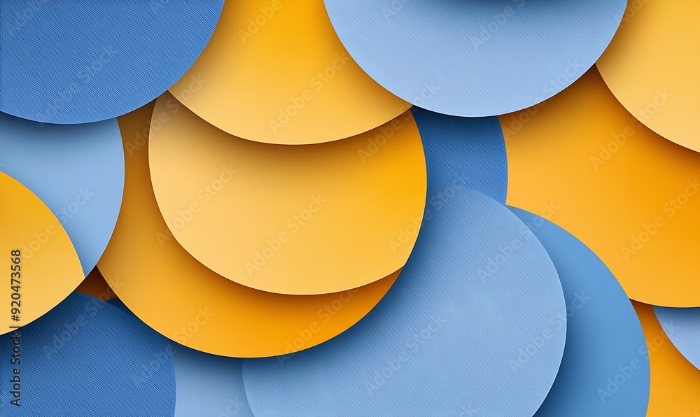 Poster non-seamless abstract with layered circles in sunshine yellow and chambray blue