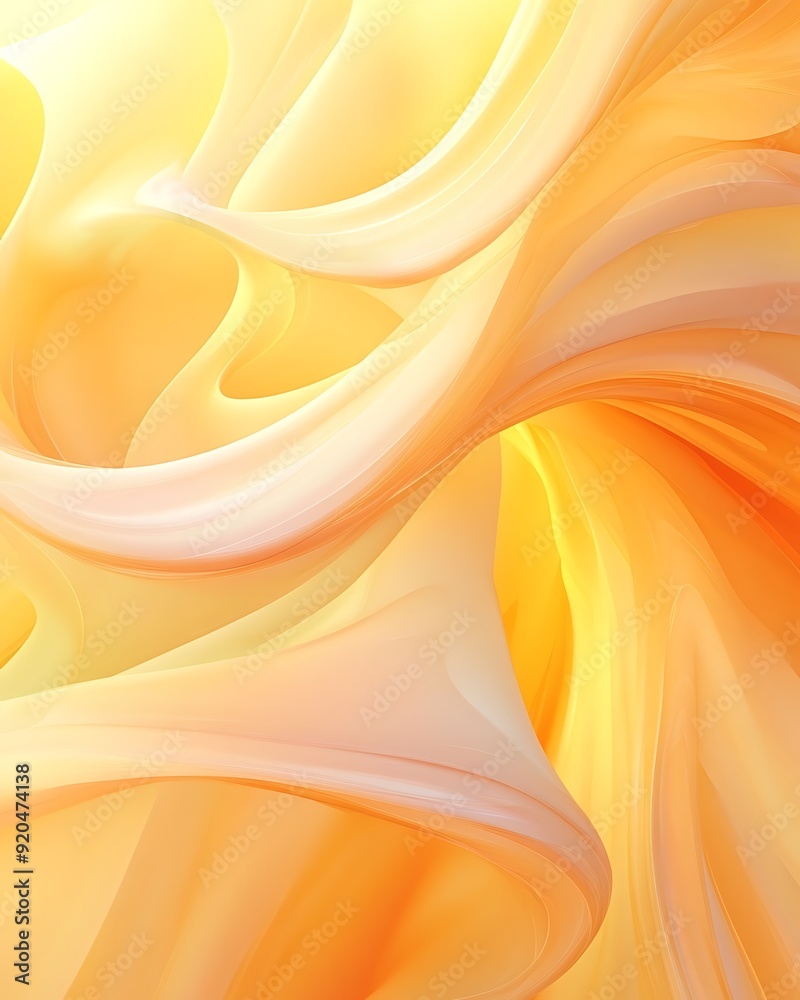 Poster non-seamless abstract with swirling waves in sunshine yellow and peach fuzz