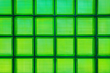 Background and texture of green glass block wall