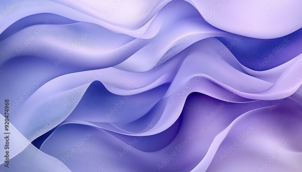 Poster Non-Seamless Abstract with Overlapping Waves in Lilac and Chambray Blue