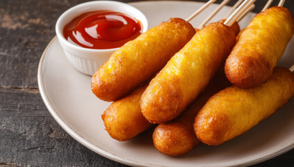 Delicious food homemade corn dog snack