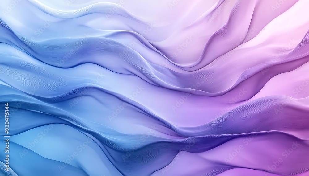 Poster Non-Seamless Abstract with Overlapping Waves in Lilac and Chambray Blue