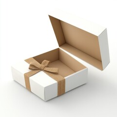 The Anticipatory Moment of Unboxing a Gift, Revealed on a Pristine Background, Sparking Joyful Surprises.