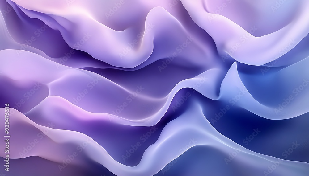 Poster Non-Seamless Abstract with Overlapping Waves in Lilac and Chambray Blue