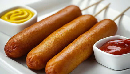 Delicious food homemade corn dog snack