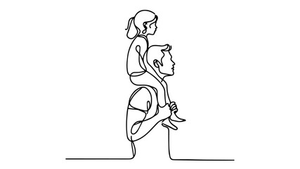 father carrying daughter on his shoulder