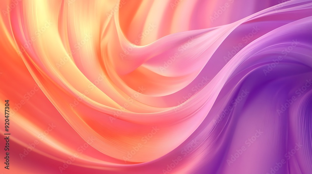 Poster Non-Seamless Abstract with Swirling Patterns in Peach Fuzz and Lilac