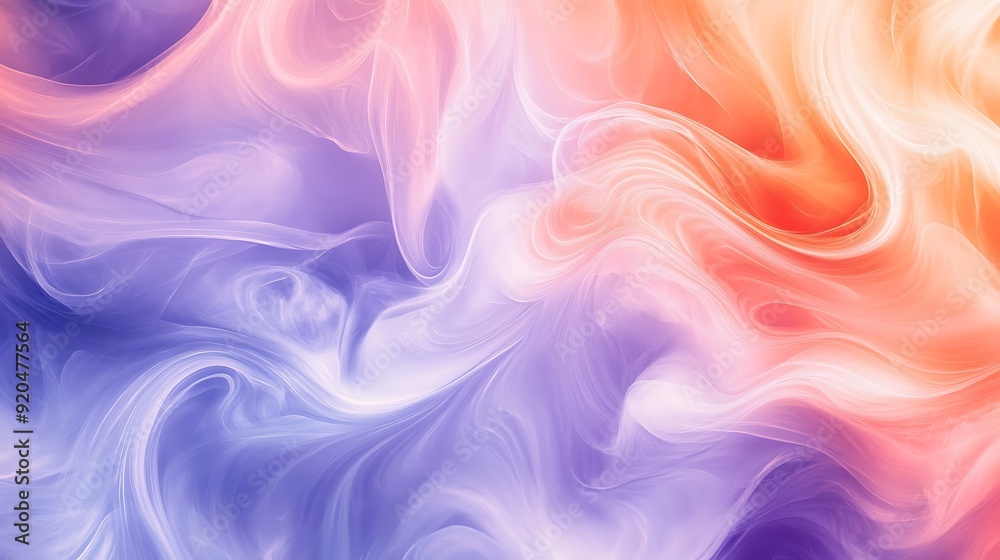 Aufkleber Non-Seamless Abstract with Swirling Patterns in Peach Fuzz and Lilac