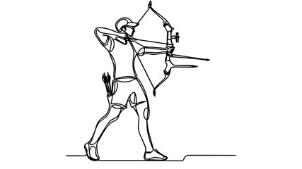 archery athlete one line illustration