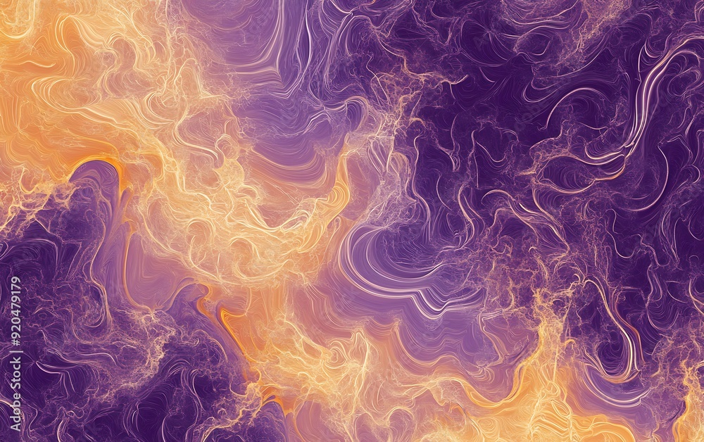 Poster Seamless Abstract with Intricate Patterns in Lilac and Burnt Orange