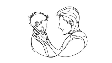 bond between a father and child one line illustration