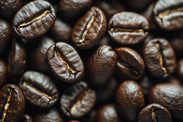 Close-up photo of roasted coffee from above. International Coffee Day 1 october