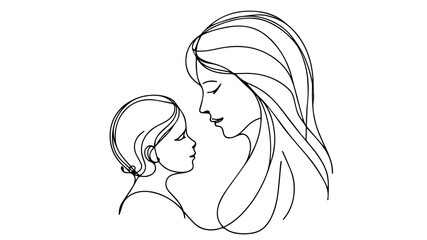 bond between a mother and child one line illustration