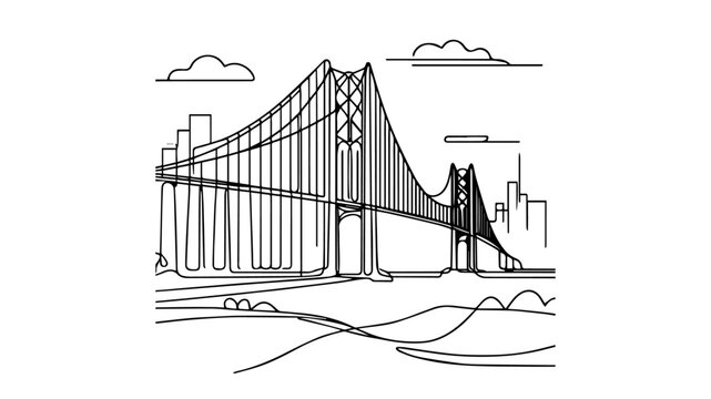 recommend clip art: Bridge line art illustration