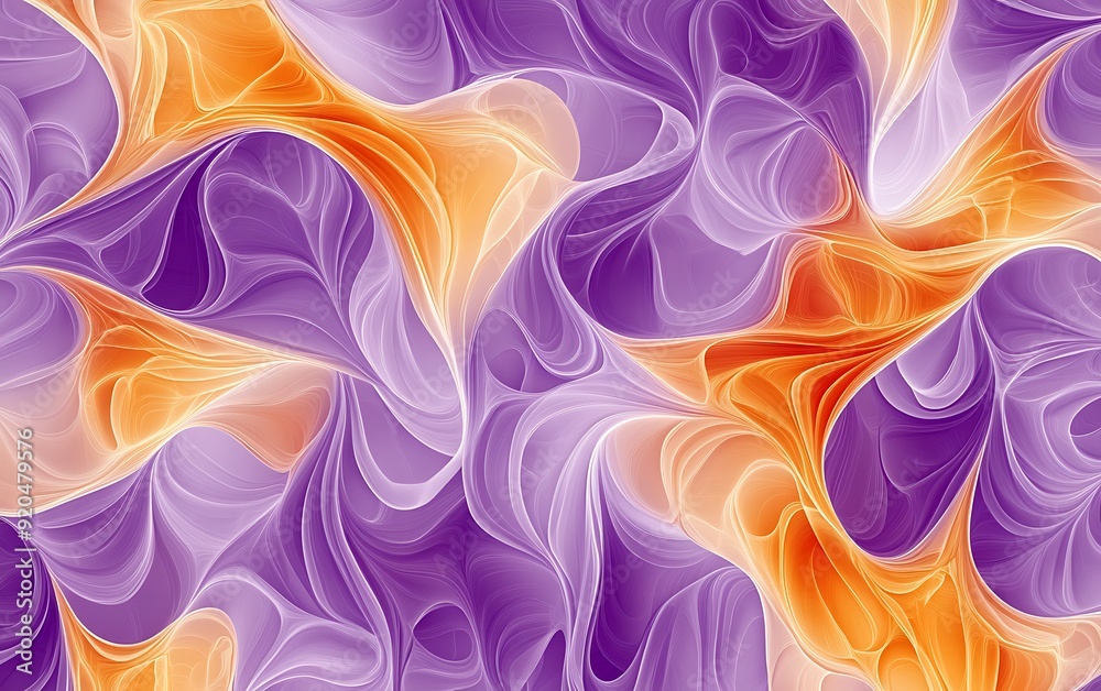 Poster Seamless Abstract with Intricate Patterns in Lilac and Burnt Orange