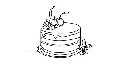 cake one line illustration