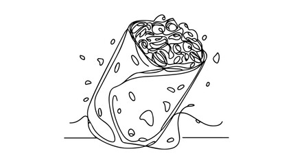 Burrito  one line illustration