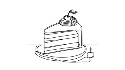 Cake Slice one line illustration