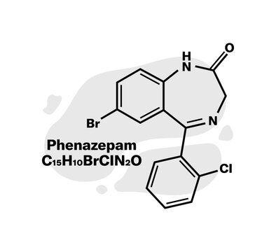 Chemical compound Phenazepam icon. Linear style. Vector icon.