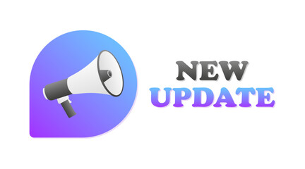 New update message icon. Megaphone message bubble icon. Flat style. Vector icon.