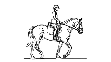 equestrian athlete line art drawing 