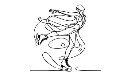 Figure ice skating line art illustration