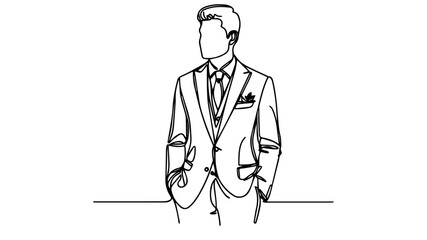 linea rt drawing of a man in suit and tie 