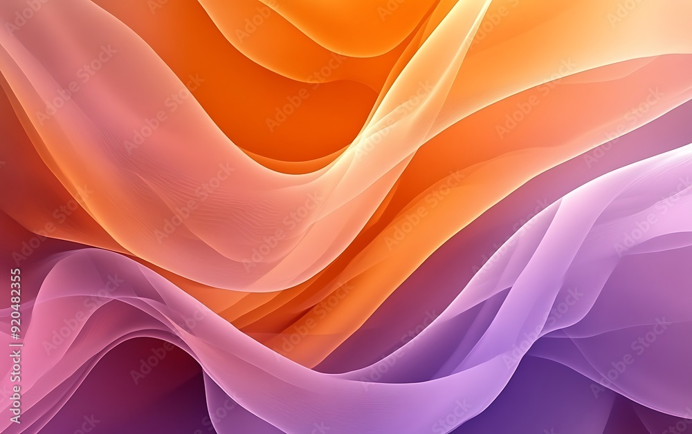 Poster non-seamless abstract with overlapping waves in burnt orange and lilac