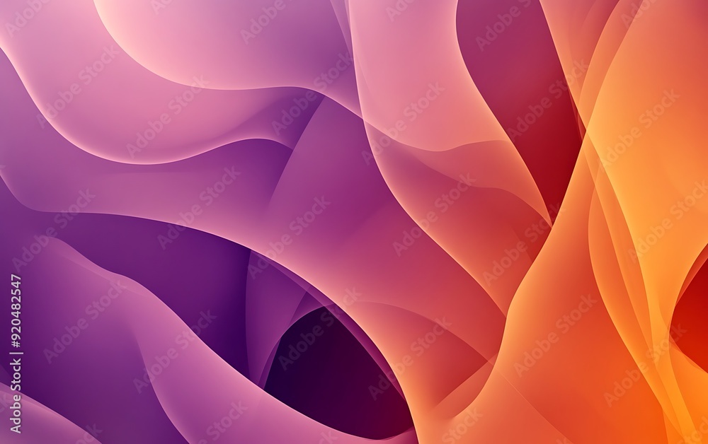 Poster non-seamless abstract with overlapping waves in burnt orange and lilac