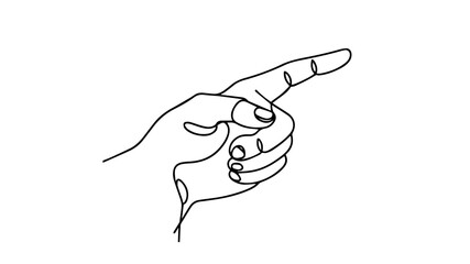 hand pointing with the index finger one line drawing 