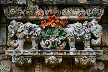 Carving design with abstract illustration created with generative AI technology