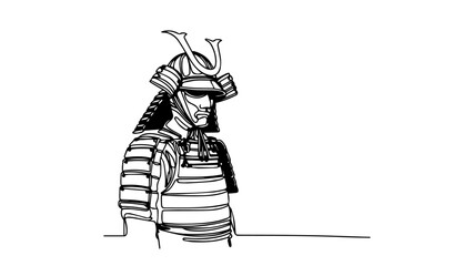 japanese samurai armor line art drawing vector
