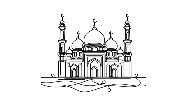 recommend clip art: Mosque line art drawing illustration