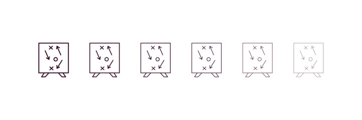 tactic outline icon. Linear vector from business concept. 6 different line style tactic icon included thin, light, regular, medium, bold, black style