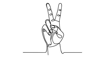peace hand sign line art illustration