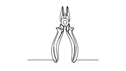 Pliers line art illustration vector