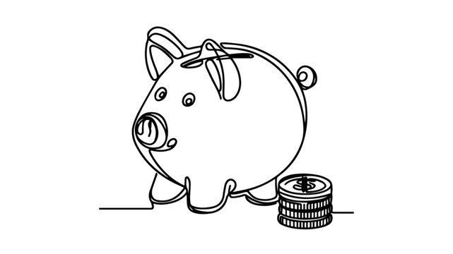 recommend clip art: Piggy Bank line art drawing
