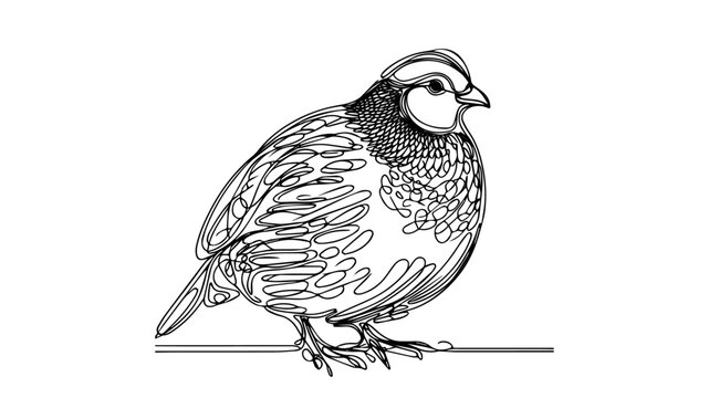 recommend clip art: Quail line art drawing vector