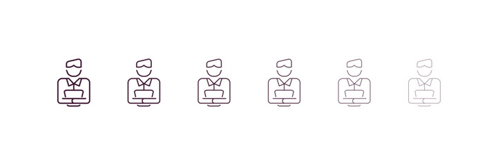 boss reading a document outline icon. Linear vector from business concept. 6 different line style boss reading a document icon included thin, light, regular, medium, bold, black style