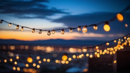 Garland bokeh lights at night