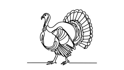 turkey bird single line drawing vector