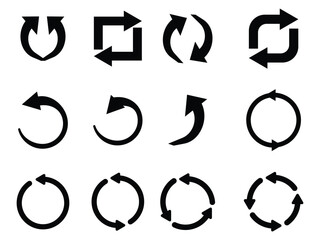 Circular arrow icon, circle arrow icon set, refresh, reload arrow icon symbol sign .
