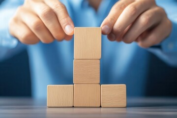 Fragmented blocks converging into a cohesive structure, rebuilding focus and productivity, resilience